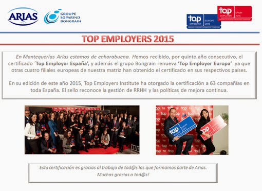 Mantequerías Arias, certificada por tercer año consecutivo como “top employer”